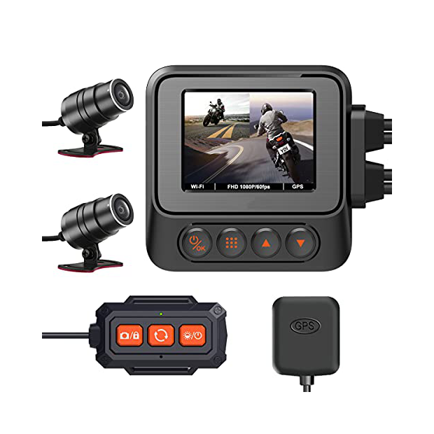 YDI Impermeable Cámara para Moto, Doble Lente FHD 1080P Dashcam Motocicleta  3.0'' Pantalla Cámara Delantera y Trasera Gran Angular 150° con Wi-Fi, GPS,  Control Remoto, Soporte Máximo a 256GB - SECURCCTV