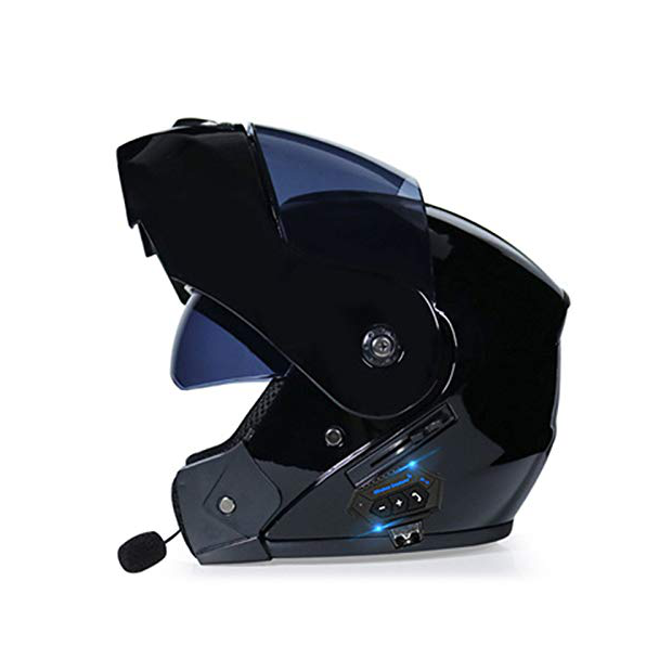  Casco modular de motocicleta con doble visera y espacio para  auriculares Bluetooth, casco de motocross para hombres y mujeres adultos,  con 6 tipos de opciones de lente, aprobado por DOT 