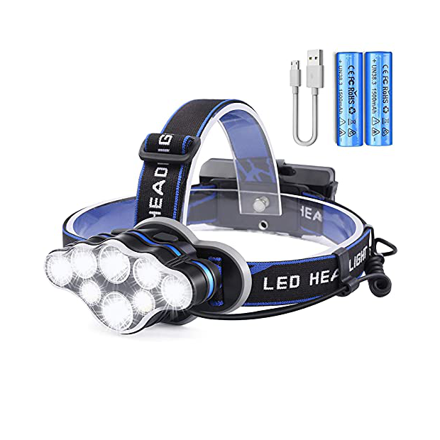 Lámpara de cabeza LED recargable, 200000 lúmenes, lámpara de cabeza LED  súper brillante, lámpara de cabeza recargable ajustable de 180°, 12 modos